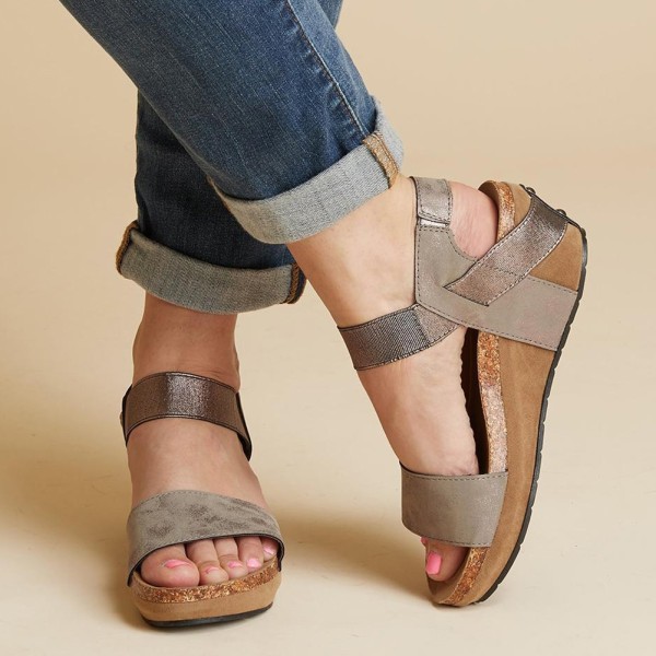 Kvinnor Platform högklackade sandaler Öppen tå Strappy Summer Party Reseskor gray 35