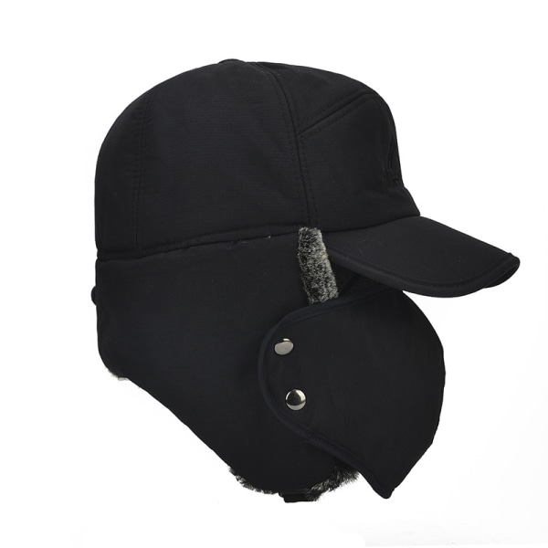 Vinter Faux Päls Varm Vindtät Hatt för Män Kvinnor Mjuk Lei Feng Mössa med Ansikte navy blue