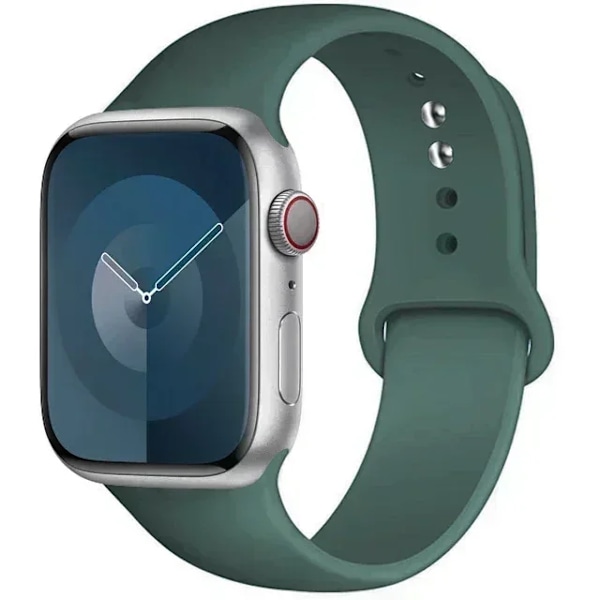 Original Silikonarmband för Apple Watch Band 44mm 38-40 42-46 41-45 46MM 49 mm Armband iwatch Serie 10 9 7 4 5 6 8 SE Ultra 2 3 53 Pine green S10-42MM 38 40 41 S