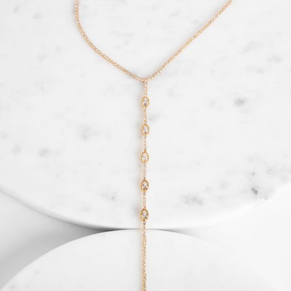 Långt halsband Rhinestone hänge mellan bröstet kedja legering hals smycken  silver d193 | silver | Fyndiq