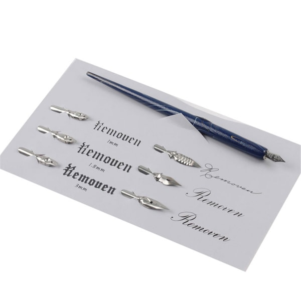 Dip Pen Trä Handgjord kalligrafi Nib Hållare Set med 6 Nib för att öva på olika typsnitt white