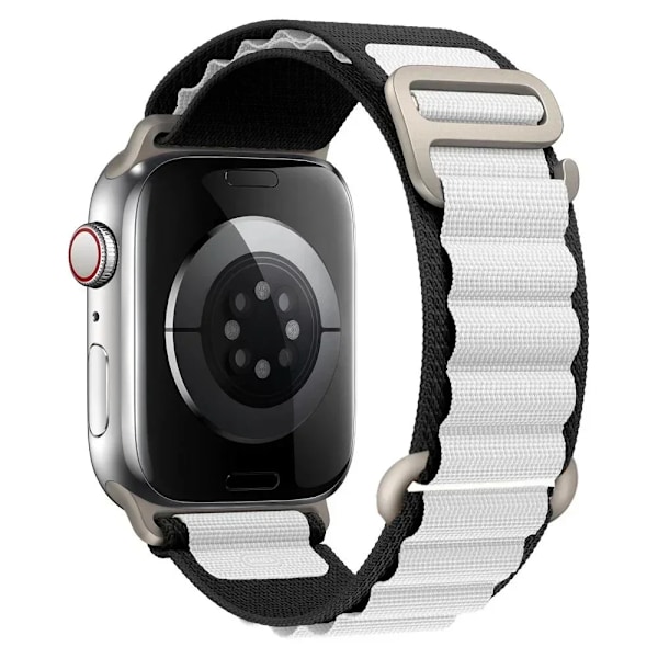 Alpine Armband för Apple Watch Armband 44mm 40mm 49mm 45mm 41mm 38mm 42mm Nylonarmband Iwatch Ultra 2 Series 9 3 4 5 6 7 8 SE Armband Black White 42mm 44mm 45mm 49mm