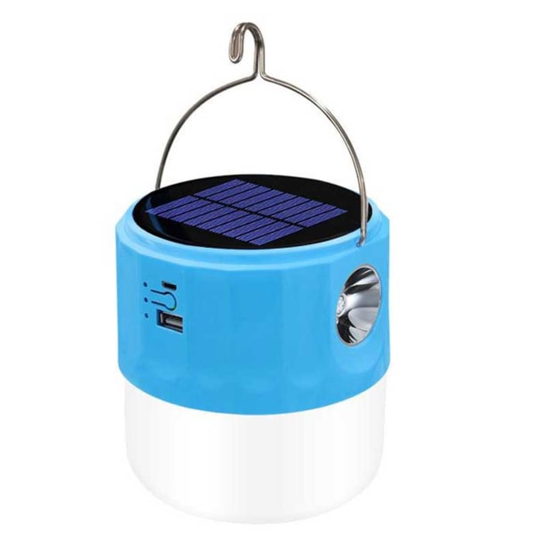 High Power Solar LED Camping Light 4 Gears Justerbar Light Solar Powered Lamp för Outdoor Camping Picnic blue