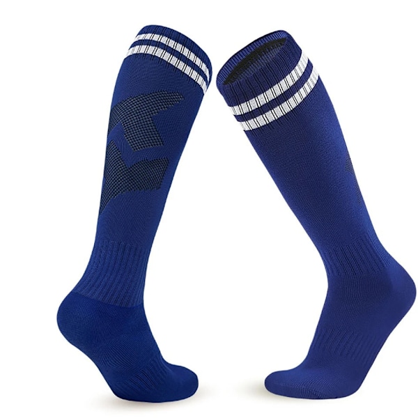 Loogdeel Fotbollsstrumpor Stretchiga Kompressions Knähöga Tubstrumpor Herr Dam Tonåringar Barn Andningsbara Fotboll Atletiska Sportstrumpor A--Deep blue L--Adult