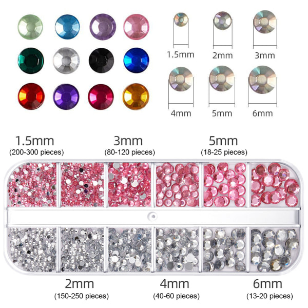 Färgglada Nail Art Rhinestones Dekorativa Nail Art DIY Kristaller Manikyr Dekor 29