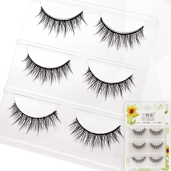 Faux Eyelashes Natural Look Wispy Extension Långa Fransar Lösögonfransar för kvinnor 3 pairs-box