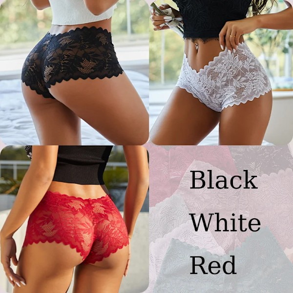 3 st Sexiga Blomspets Trosor Dam Underbyxor Låg Midja Mjuka Underkläder Bekväma Kvinnliga Underkläder Trosor för Tjejer S-XL Set4 M