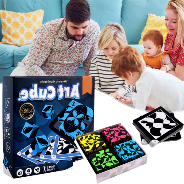 Träkubblockspusselleksak för barn Pedagogisk logiktänkande leksak art cube