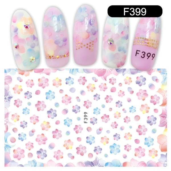 Bohemian Totem Smudge Flower Nail Sticker Nageldekal Applikation Manikyr Nail Art f416