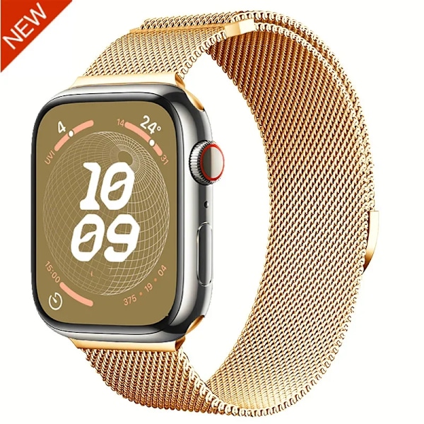 Milanese Armband för Apple Watch 10 46mm 42mm Band Magnetiskt Armband för iWatch Ultra 49mm 9 8 7 6 5 SE 45mm 41mm 44mm 40mm Armband Gold Series 10 42mm