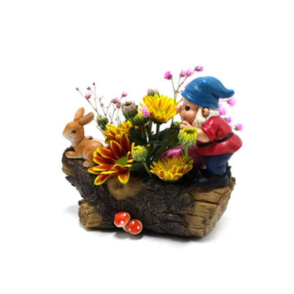 Söt Gnome Harts Blomkruka Figurine Trädgårdstomtar Prydnader Gård Balkong Vaser För Hem potatoes