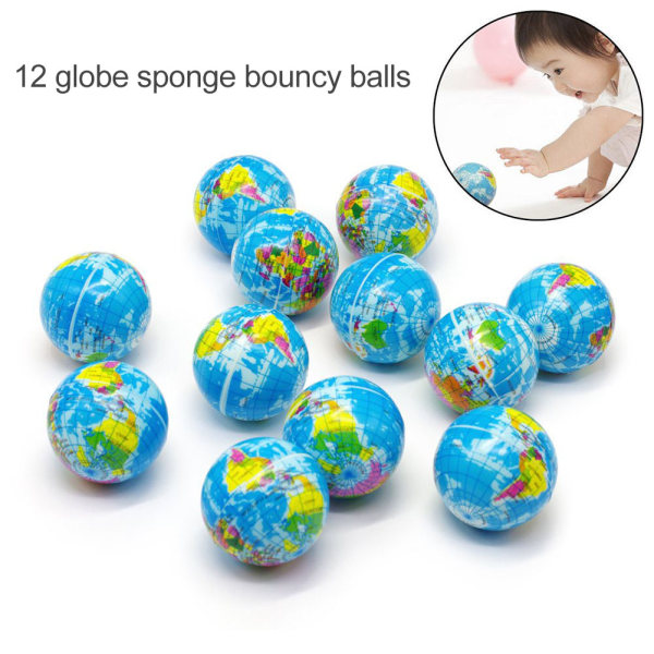12 st Världskarta Foam Earth Globe Bouncy Ball Pedagogisk leksak för barn Vuxna default