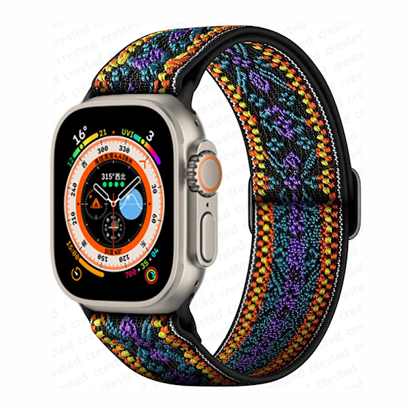 Scrunchie Armband för Apple Watch Band 45mm 44mm 40mm 41mm 42mm 46mm 49mm Elastiskt Nylonarmband iWatch serie 10 9 8 7 se Ultra 2 Bohemia purple 42mm 44mm 45mm 49mm