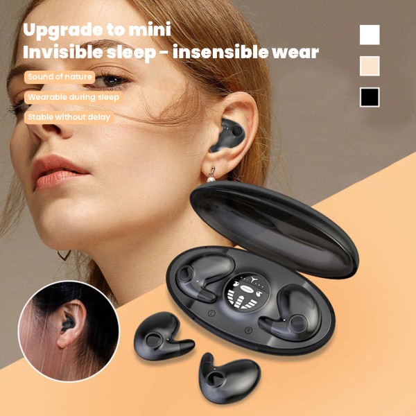 Mini Sleep Wireless Earphone Ear-Bone Conduction Bluetooth-kompatibla öronproppar black