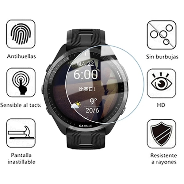 Härdat Glas Kompatibelt med Garmin Forerunner 45 245 745 945 55 255 255S 955 165 235 735 935 Skärmskyddsfilm Forerunner 245 1pc Glass