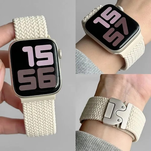 Nylonarmband för Apple Watch Ultra 2 49mm 10 42mm 46mm 9 8 7 45mm 41mm Fallskärmsflätat Bekvämt Band IWatch 6 5 4 SE Correa Black 38-40-41MM(S10-42MM)