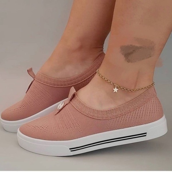 Slip-On Walking Skor Damer Flat Mesh Tyg Loafers Casual Andas Anti Slip Skor pink 35