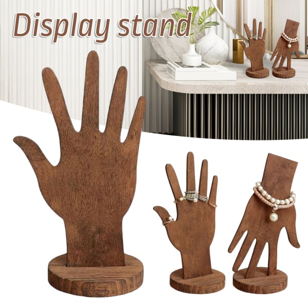 Trä Armband Ringar Display Stand Palmformad smycken Display Hållare för hemmet sovrum display stand