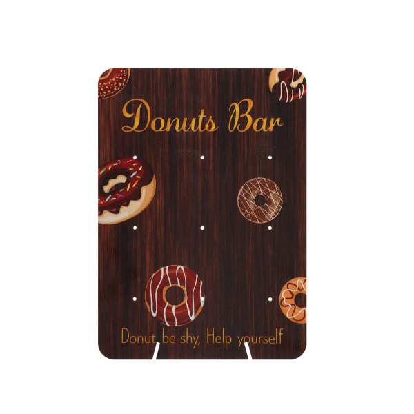 Donut Wall Display Stands Rektangel Träskiva Desserthållare Återanvändbar Rustik Donuts Stands för fest brown