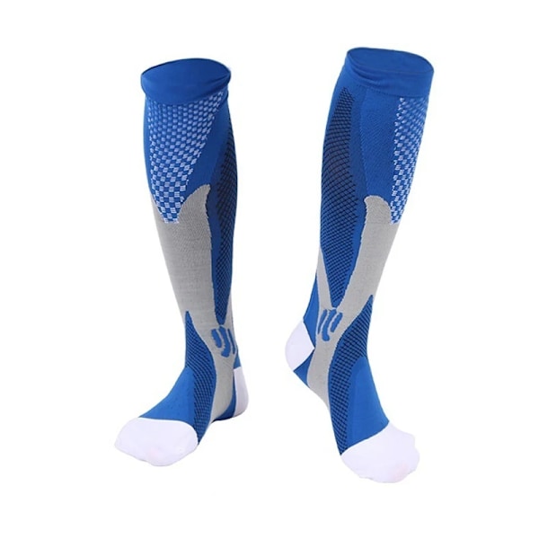 Kompressionsstrumpor Resestrumpor Fotboll Knähöga Unisex Utomhussporter Sjuksköterskestrumpor För Män Kvinnor Blue XXL