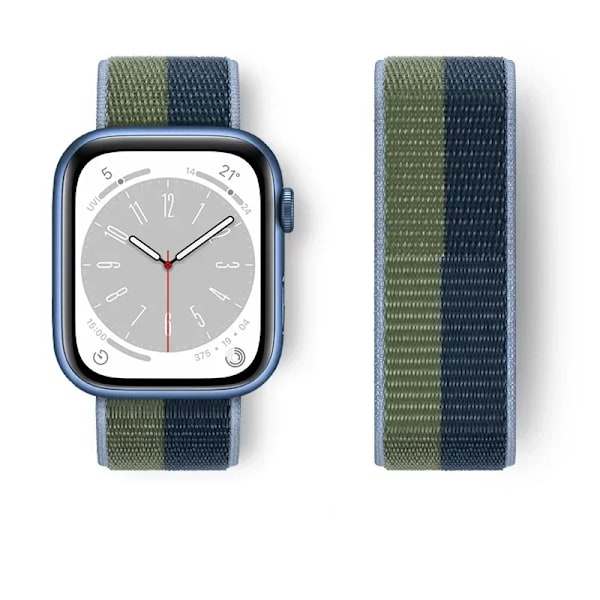 Nylon Loop Armband för Apple Watch Armband 44mm 40mm 45mm Ultra2 49mm 41mm Sportarmband iwatch Tillbehör Serie 9 8 se 7 6 5 4 3 abyss blue green 102 38mm-40mm-41mm