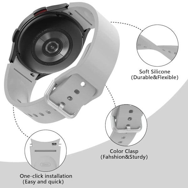 Silikonarmband för Samsung Galaxy Watch 7 6 5 4 44mm 40mm pro 45mm Sport 20mm Klockarmband Armband Galaxy Watch6 Classic 43mm 47mm Starlight Watch 5 pro 45mm