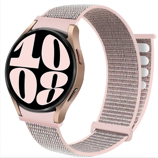 Nylonloop för Samsung Galaxy Watch 6-5-pro-4 44mm 40mm armband Utan glipor 20mm Armband Sportarmband Galaxy 4-6 classic 43mm 47mm Rem Smokey Mauve 10 Galaxy4 Classic 42mm