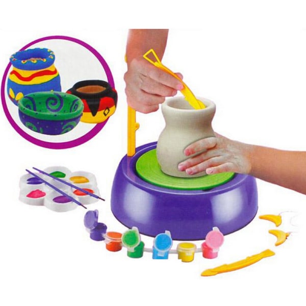Lera keramik hjulsats med lufttorr lera & pigment & palett DIY keramik maskin pedagogisk leksak english packaging