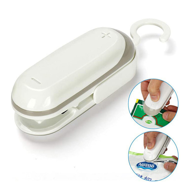 Portabel Mini Food Sealer Handhållen Heat Vacuum Sealer för plastpåsar white