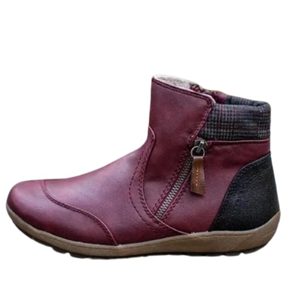 Dam PU varma stövlar Dubbelsidig dragkedja Snow Winter Outdoor Walking Boots Mode purple 37