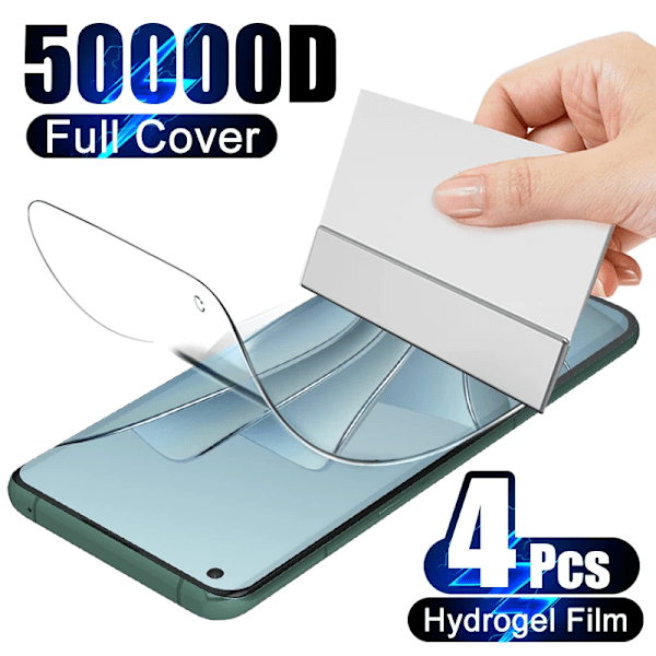 4 st Full Cover Böjd Hydrogel Film För OnePlus 13 Skärmskydd 12 13R 11 10 9 8T 7T Pro Nord 4 ACE 5 Tillbehör Ej Glas For OnePlus 12 High Definition