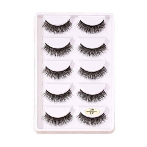 5 par naturliga 8D-ögonfransar Wispy Fluffy Long Manga Eyes för dejting Bröllopsscen makeup t09