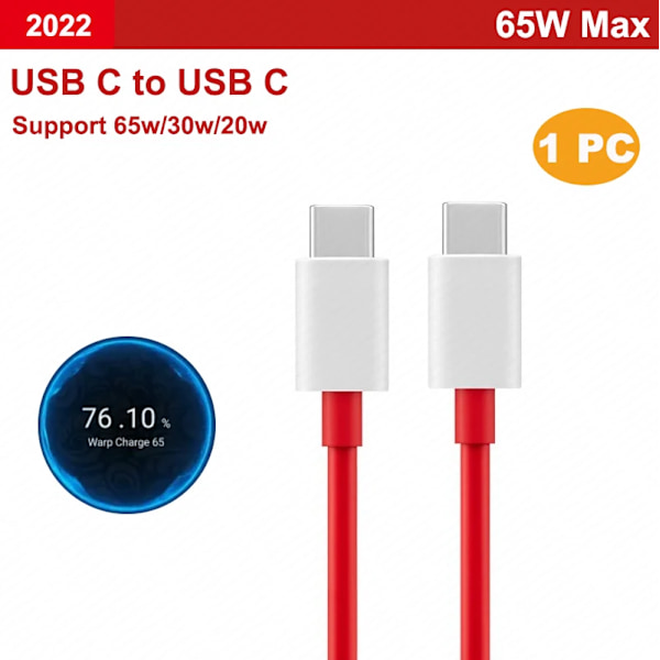 2 st Oneplus Laddningskabel 100W 80W 65W Warp Supervooc Oneplus 13R 13 12 11 Nord 4 CE4 Lite Usb Typ C Kabel Original Datakabel usb c to c cable 0.35m