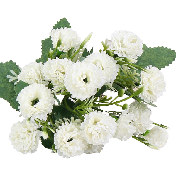 Simulerad lila blombukett latex falska blommor Real Touch bukett dekor för trädgård hotell dekor creamy-white