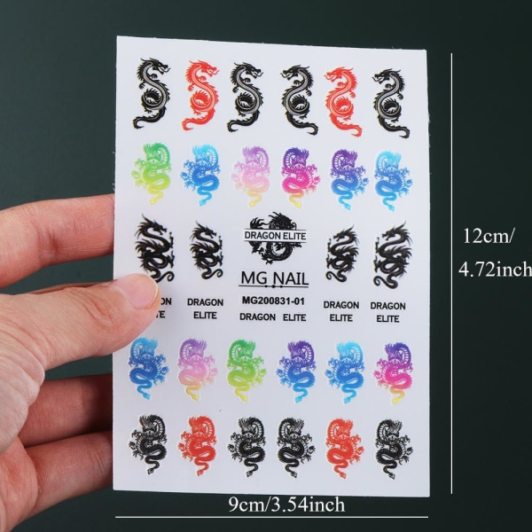 Nya 3D-nagelklistermärken Dragons Design självhäftande vattenöverföringsdekaler DIY Nail Art style4
