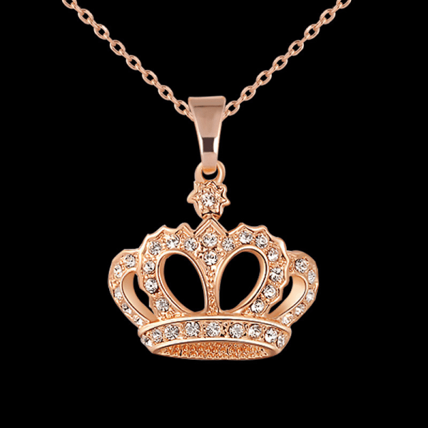 Kvinnor Halsband Alloy Chain Choker Kristaller Crown Pendant Halsband Girl Smycken Gift gold