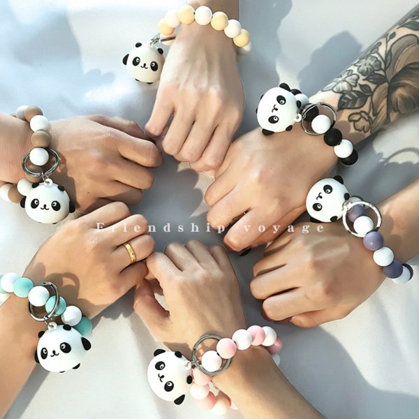 Silikonpärlor armband med tecknad panda dekor pärlstav Nyckelring  handledskedja purple f7aa | purple | Fyndiq