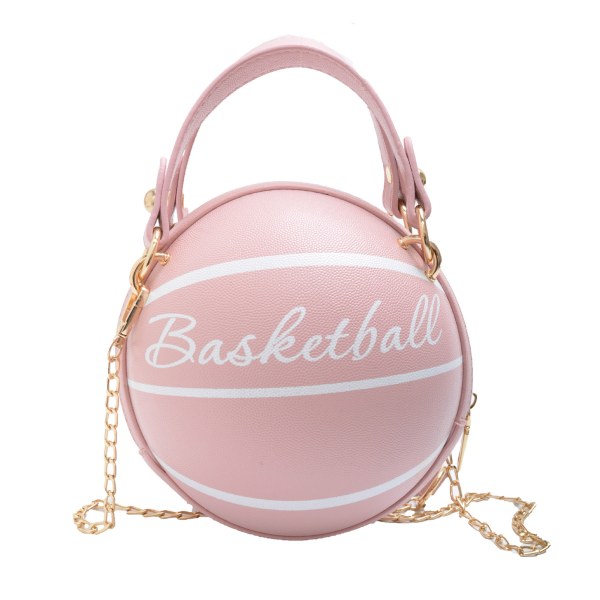 Basket rund handväska i PU-läder Multifunktionell väska med stor kapacitet för att arbeta och resa hand held pink