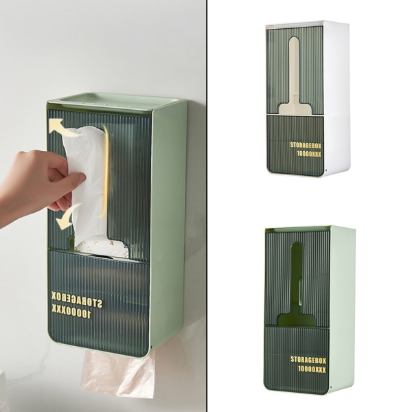 Väggmonterad Förvaringslåda för Soppåsar Nyhet Pumpande Papperslåda för Badrum Toalett Kök tissue box-maca green