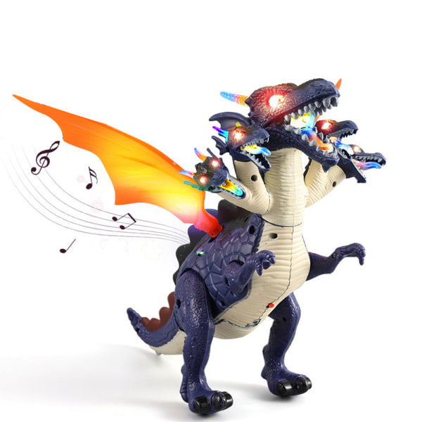 Elektrisk leksak mekaniska dinosaurier samling modell leksak med lätt musik gåva purple standing posture five dragons