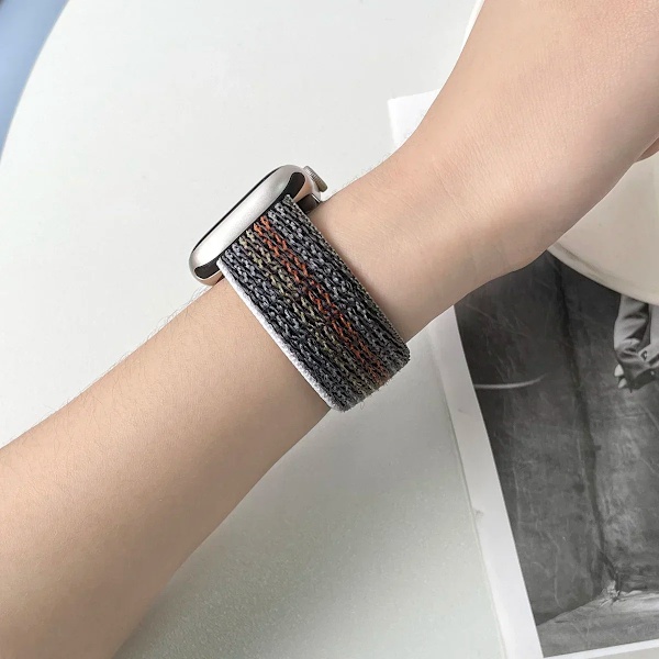 Nylon Loop för Apple Watch Armband Ultra2 49mm 44mm 40mm 45mm 41mm 42mm Armband iwatch Serie apple watch band 9 8 se 7 6 5 3 lime 57 41mm-40mm-38MM