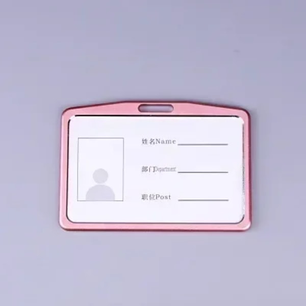 Infällbar ID-kortshållare för studenter, skyddsfodral, sjuksköterskebrickor, modebrickhållare i metall för kvinnor och män Horizontal Pink