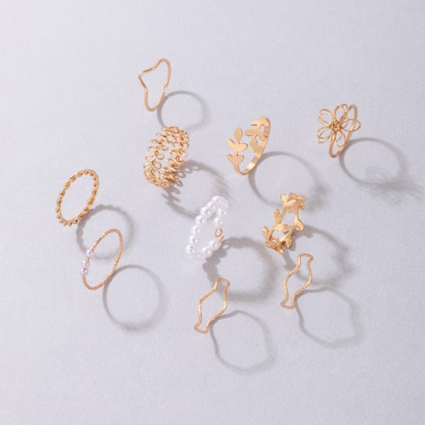 10 st Fingerringar Set för kvinnor Comfort Fit Elegant klassiska minimalistiska ringar för dejting Shopping Fingertillbehör a