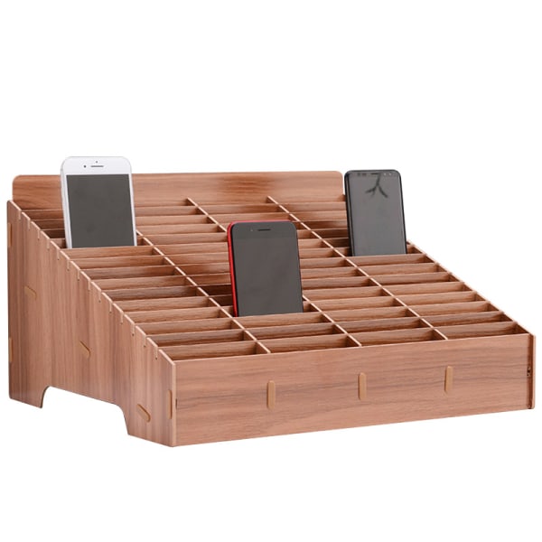 Multi-grid trä mobiltelefon förvaringsbox Desktop Organizer för kontor klassrum a 45grid