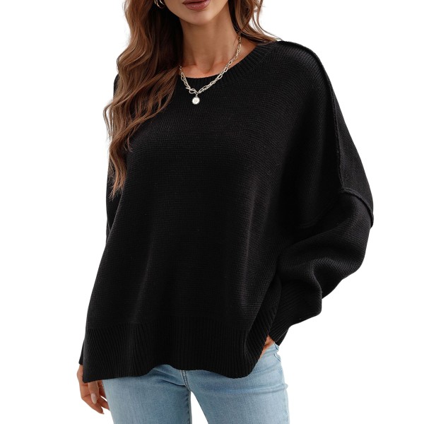Damtröja för Casual Ribbstickat Pullover Top för Skolkontor Lounge Dagligen pink m