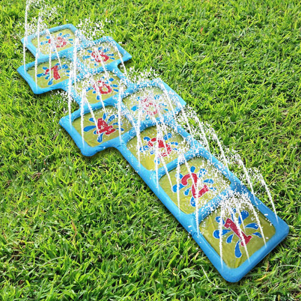 Water Play Hopscotch Matt Uppblåsbar lekmatta med vattensprinkler Trädgårdsspel för utomhusbarn default