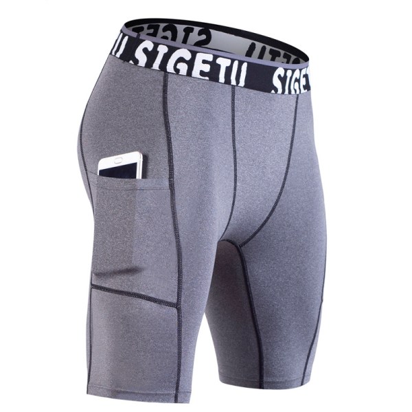 Löpartights för män Shorts med ficka Snabbtorkande Elastic Sports Compression Gym gray 2xl