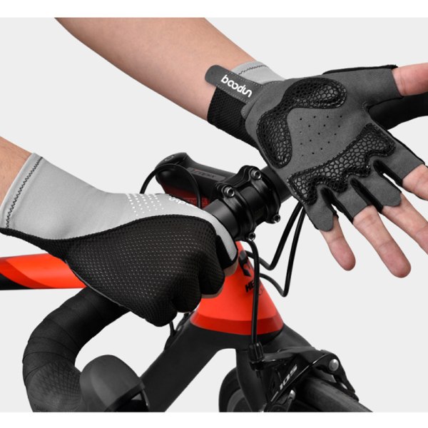 Halkfria halvfingerhandskar med handledsstöd Vadderade Fitness Kort öppet finger black gray l