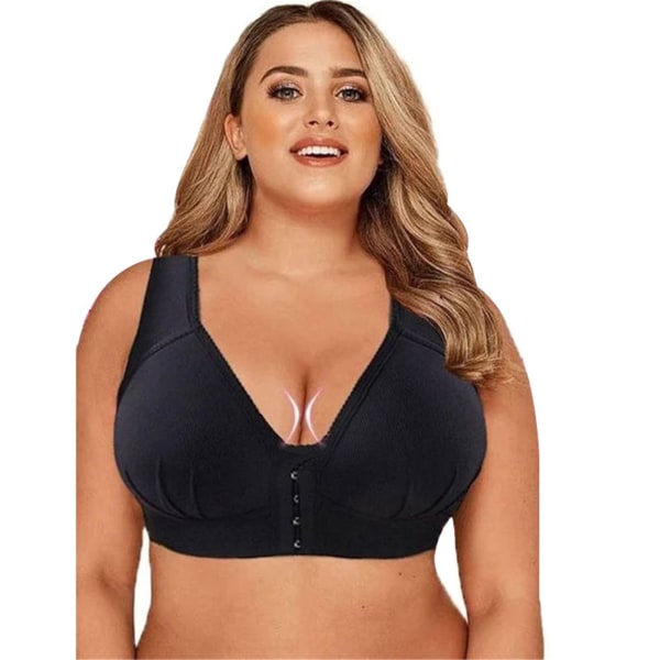 Plus Size Front Stängning Elastisk Push Up Comfort BH Dam Trådlös BH 2xl beige