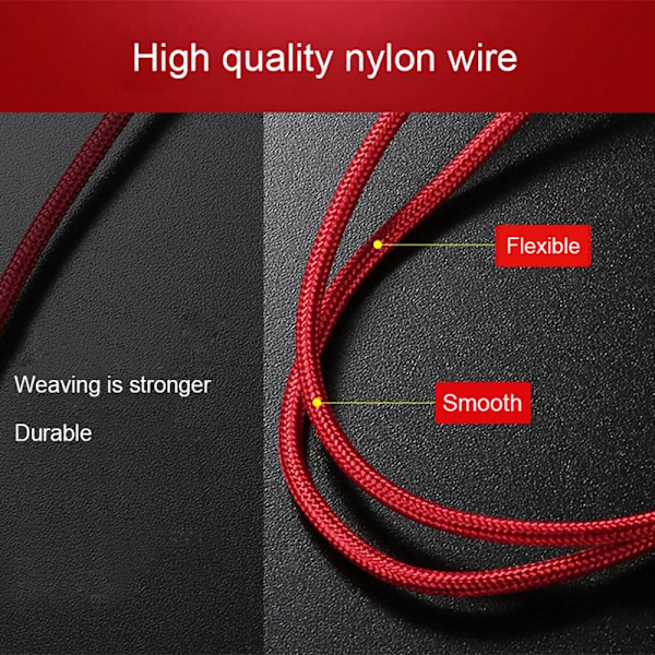 0,5m 1m 2m 3m USB Datakabel Laddare För iPhone 13 12 11 Pro X XR Max 5S 6 7 8 Plus 3A Snabbladdning Lång Kort Telefon Sladd Red 25cm